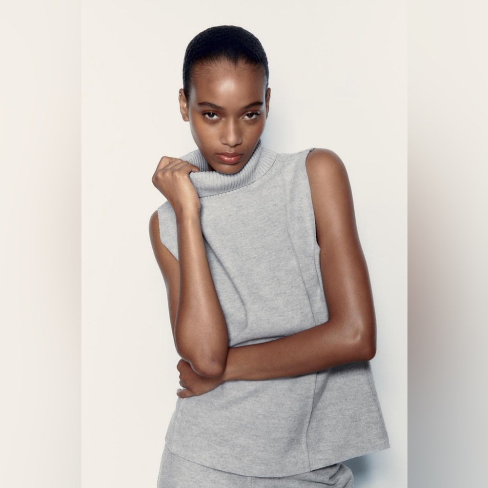 Zara Soft Turtleneck Top- Grey